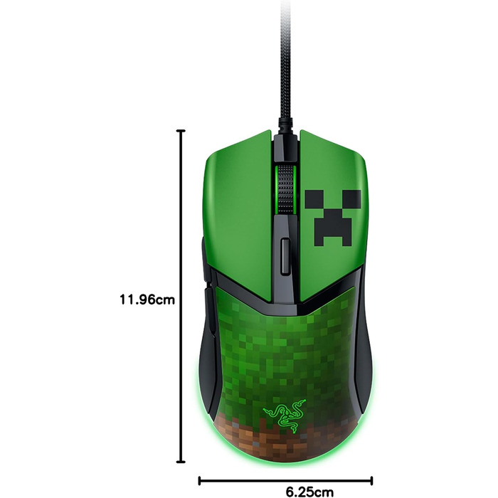 Ігрова миша Razer Cobra Minecraft: легка дротова миша з RGB-підсвіткою Chroma, оптичними перемикачами 3-го покоління, вага 57 г, чорна
