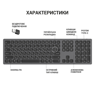 Клавіатура бездротова OfficePro (SK1550B)