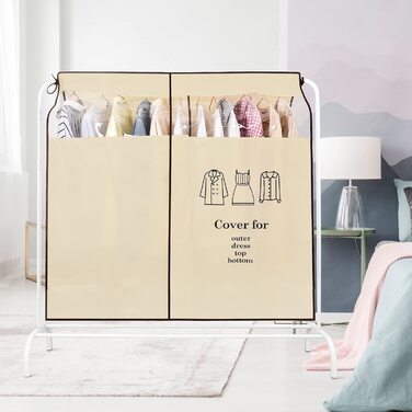 Чохол для одягу OTraki 120×150 см, дихаючий, пилозахисний, бежевий, з липучкою, для гардероба