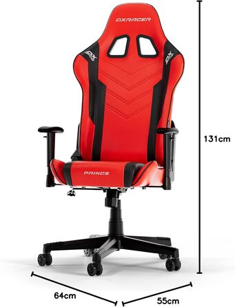 Ігрове крісло DXRacer PRINCE L червоно-чорне, оригінал, PVC шкіра