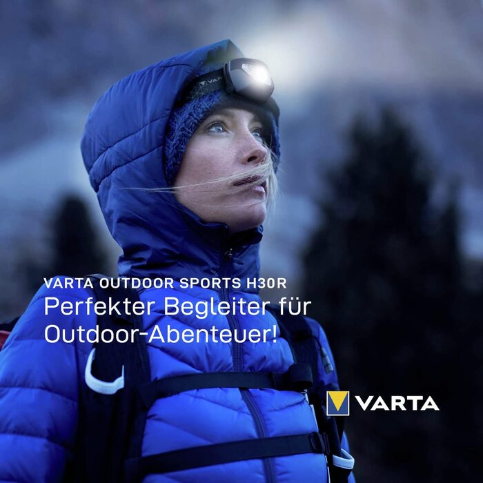 VARTA налобний ліхтар LED, акумуляторний, водонепроникний, бездротова зарядка, регульований кут, диммування, для кемпінгу, бігу, туризму