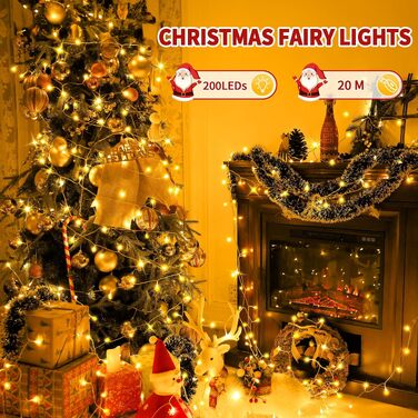 Світлодіодна гірлянда Auriostar для вулиці 20м, 200 LED, теплий білий колір, мережева