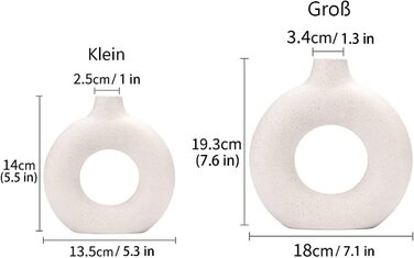 Набір керамічних ваз Sawoake Donut 2 шт, білі, скандинавський мінімалізм, для декору дому, pampas grass, велика і мала