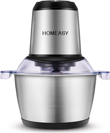 Електрична подрібнювачка для кухні HOMEASY 350Вт, 2 л, з двома швидкостями, 4 леза з нержавіючої сталі, універсальна для м'яса, овочів, фруктів, цибулі