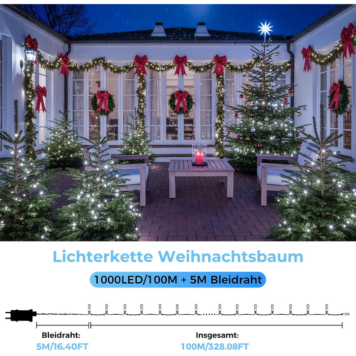 Світлодіодна гірлянда для Різдва та Нового року 500 LED (100м), мережева, для внутрішнього та зовнішнього використання