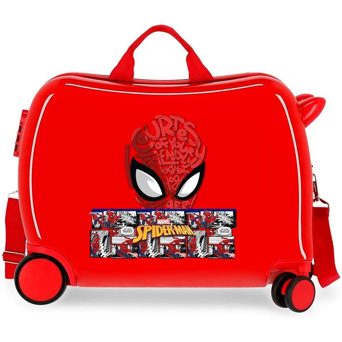 Дитяча валіза Marvel Spiderman, червона, жорсткий корпус, 50x38x20 см, 38 л, 3 кг, з кодовим замком, ручна поклажа