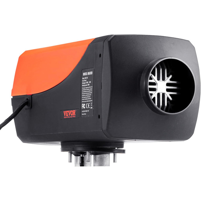 Автономний дизельний опалювач VEVOR 8 кВт, 12V, з LCD-дисплеєм та пультом ДУ, Bluetooth, 0.16-0.62 л/год, оранжевий