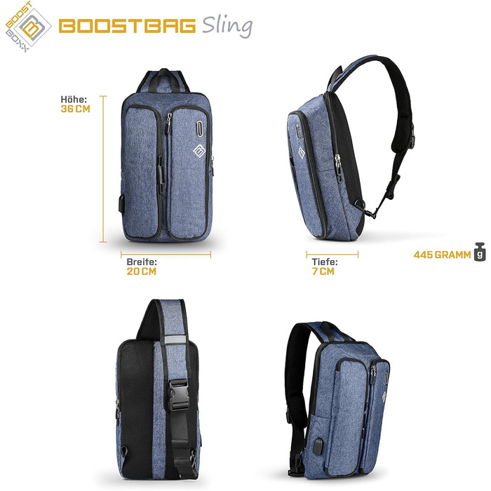 Сумка слінг Boostbag Sling синя — багатофункціональна наплічна сумка для планшета 10,1