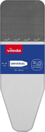 Чохол для прасувальної дошки Vileda Express Rapid, металізований, тепло-відбиваючий, для парових прасок, розмір 30-45×110-130 см, сріблясто-сірий