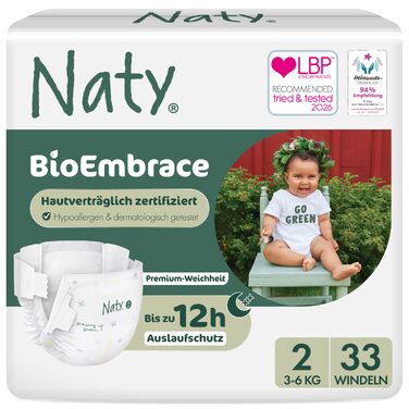Екологічні підгузки для дітей Naty BioEmbrace, розмір 4 (7–18 кг), 88 шт