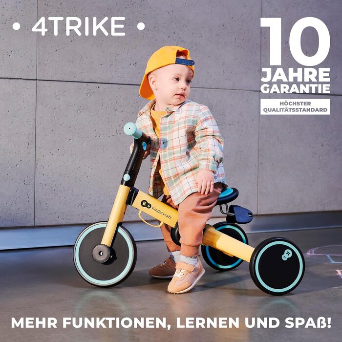 Триколісний велосипед Kinderkraft 4TRIKE 3в1: біговел, самокат, велосипед, чорний (12 міс - 5 років)