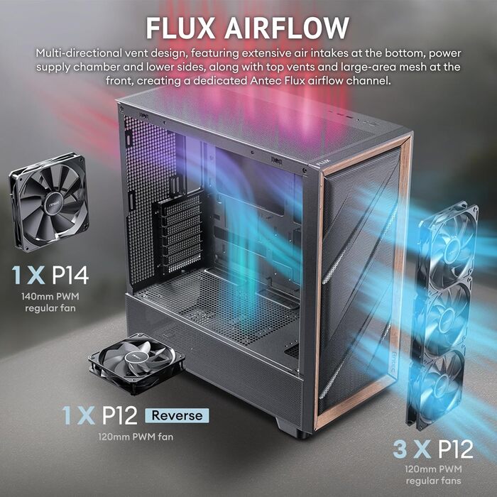 Корпус для ПК Antec Flux Midi Tower чорний, роздрібна версія