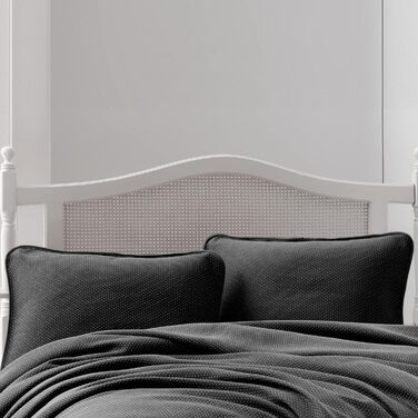 Комплект покривал Şaheser Liv, 3 предмети, 240x260 см, 100% бавовна, антрацит, покривало на ліжко + 2 наволочки 50x70 см, для спальні та вітальні