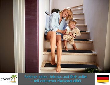 Антиковзні стрічки для сходів cocofy, 18 шт, XXL 75x12 см, чорні, для внутрішніх сходів, з міцною текстурою, безпечні для шкарпеток, з монтажним роликом