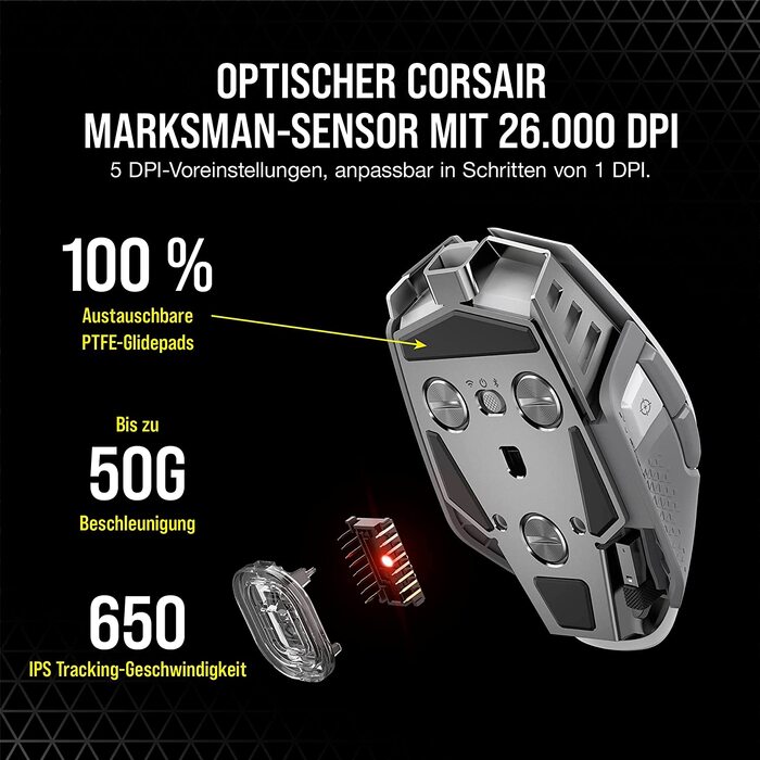 Ігрова дротова миша Corsair для FPS-шутерів з регульованим сенсором