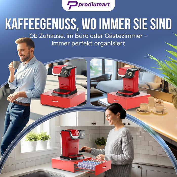 Тримач для капсул Tassimo на 64 кавових капсул, елегантний диспенсер-підставка для кавомашини Tassimo, червоний