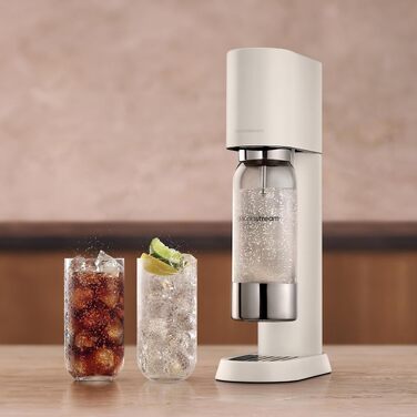 Сифон для газування води SodaStream ENSO з пляшкою 1л та вуглекислотним циліндром CO2, пісочно-білий