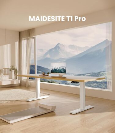 Електричний регульований стіл MAIDeSITe T1 Pro (білий) з 4-ма пам'ятями, міцний мотор та стійка металева база