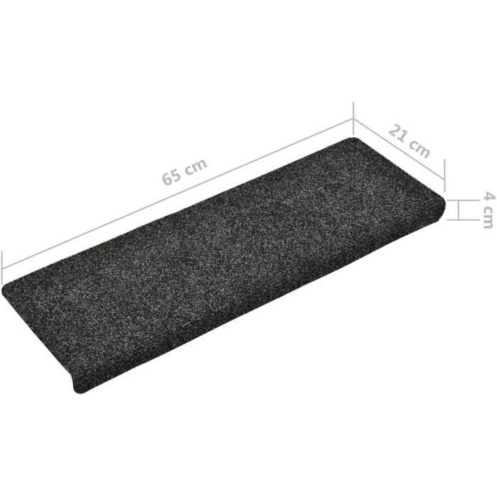 Комплект килимків для сходів vidaXL, 15 шт., самоклеючі, сірі, нейлон 65x21x4 см, захист для сходинок, надійний голкопробивний килимок