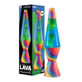 Класична лавова лампа Lava The Original Lamp Warped Rainbow (36.8 см) — жовтий віск, синя рідина, ретро-стиль