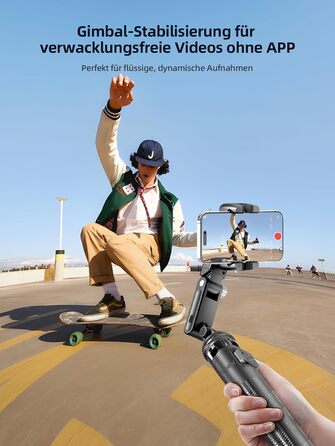 Стабілізатор-джимбал Rollei Easy Creator з AI-трекінгом 360°, автослідуванням обличчя, селфі-стік із пультом для смартфона, штатив для зйомки відео, стрімінгу та влогів