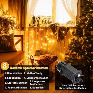 Світлодіодна гірлянда Elegear 1000 LED (25м), вулична новорічна ілюмінація, теплий білий колір, мережева