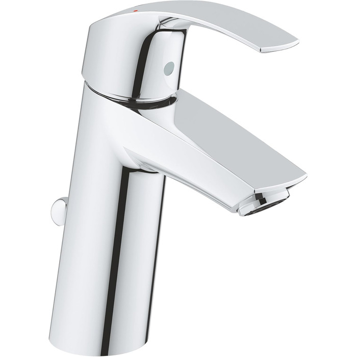 Змішувач для ванної кімнати Grohe Eurosmart, економічний, хром, з витяжною пробкою, 17 см, проста установка