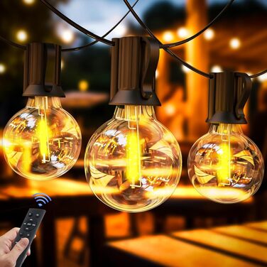 LED гірлянда вулична 30м, тепла біла, диммована, з таймером, IP44, для саду, балкона, вечірки
