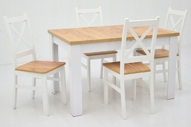 Комплект: розкладний стіл 80x140/180 та 4 стільці Krzyżak, колір дуб крафт