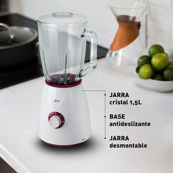 Стаціонарний блендер JATA BT265, 1300 Вт, 1,5 л, 2 швидкості, подрібнення льоду, знімна скляна чаша, нержавіюча сталь