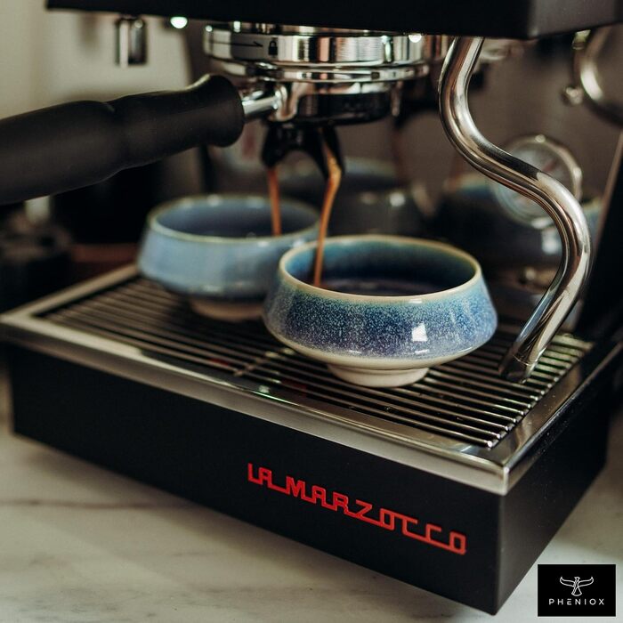 Набір чашок для капучино та лате-арт Pheniox Barista, порцелянові, 2 шт по 180 мл, темно-сині