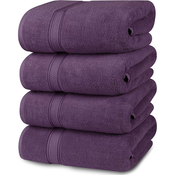 Набір рушників Utopia Towels 4 шт, 100% бавовна, 69x137 см, преміум, дуже вбираючі, м'які банні рушники, колір сливовий