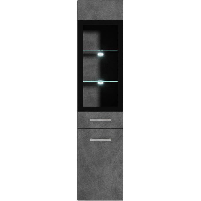 Шафа для ванної Rio 131 см, темно-сіра – високий шафа, меблі для ванної, темно-сірий пенал