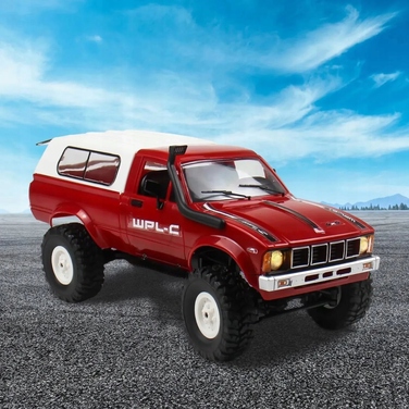 Радіокерована машина-кроулер WPL C24 RC Crawler (червона), позашляховик з LED-підсвіткою