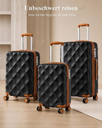 Валіза British Traveller Large, велика валіза з жорстким корпусом та TSA замком, чорно-коричнева, L (74.5 см, 91 л)