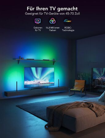 Світлодіодні RGBIC LED-панелі для підсвічування телевізора Govee (45-70 дюймів), чорні
