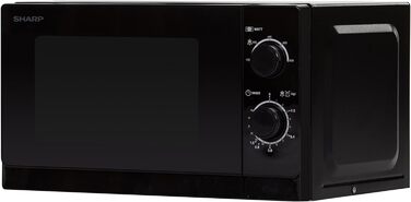 Мікрохвильова піч Sharp R200BKW 20 л, 800 Вт, 5 режимів, таймер 35 хв, чорна, скляний піддон, енергозберігаюча