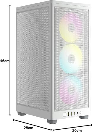 Комп'ютерний корпус Corsair iCUE 2000D RGB Airflow Mini-ITX, білий, сталь, 3 вентилятори AF120 RGB, контролер iCUE Lighting Node Core