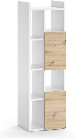 Висока шафа для ванної Vicco Alf, білий/дуб, 36x117 см, 2 шухляди
