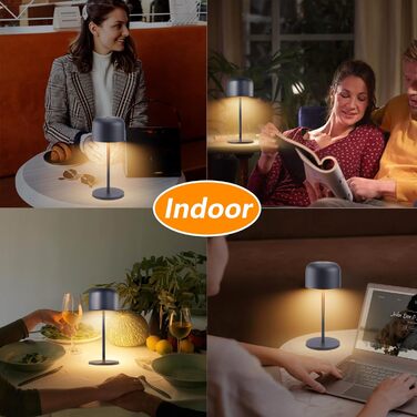 Klighten Набір з 2-х бездротових LED настільних ламп з акумулятором, димуванням, IP54, 21 см, USB-C, для дому та вулиці, антрацит, 3000K-6000K, тепле/нейтральне/холодне світло