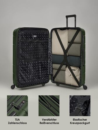Набір валіз REDOLZ Hartschalen 3-х частинний | Розширювані, з TSA-замком, Olive Kofferset
