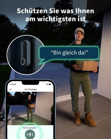 Arlo 2K HD відеодзвінок із камерою, бездротовий Wi-Fi домофон з датчиком руху, двостороннім аудіо, сиреною, нічним баченням, сумісний зі Smart Home та Alexa, білий, тестовий період Arlo Secure Plan