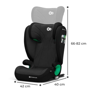 Дитяче автокрісло Kinderkraft JUNIOR FIX2 I-SIZE 15-36 кг, Isofix, регульована спинка і підголівник, група 2/3, 100-150 см, чорне