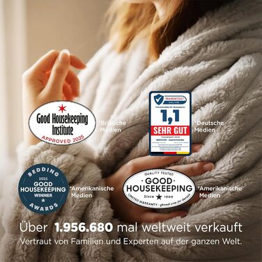 BEDSURE Плед-деко 220x240 см: теплий, м'який, великий плед для дому, бежевий | Плед для дивана, софи, кімнати | Плед з вовни та флісу
