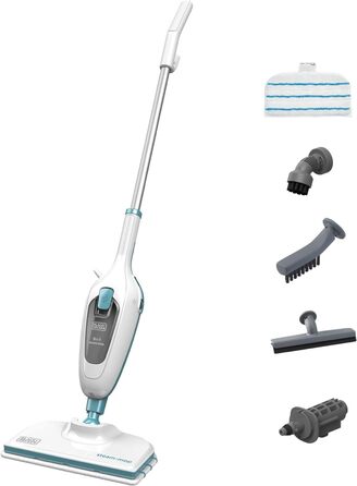 Парова швабра Black+Decker FSM13E5 1300Вт 5-в-1, знімна ручка, набір насадок, пароочисник для підлоги та килимів
