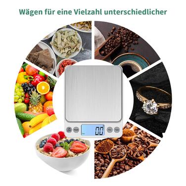 Цифрова кухонна вага KUBEI 5кг/0,1г, велика нержавіюча платформа, USB-заряджання, високоточна побутова вага, таймер вимкнення