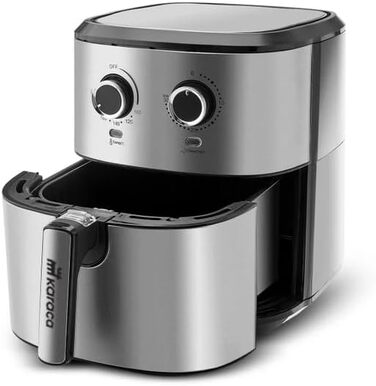 Фритюрниця Karaca Multifry Inox 1700 Вт XL 5,5 л, подвійна, антипригарне покриття, без запаху, циркуляція повітря, регулювання температури та часу