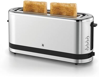 Тостер WMF Küchenminis Langschlitz XXL: тостер з функцією для булочок, 2 слоти, 7 рівнів підсмажування, 900 Вт, нержавіюча сталь матова срібляста