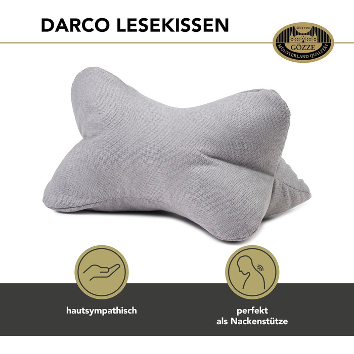 Подушка для читання Gözze Darco, м'яка та зручна, 40x25 см, срібляста - ідеально для дивана