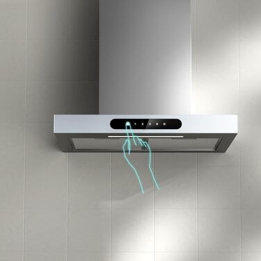Витяжка для кухні CIARRA CBCS6102 60см, біла: продуктивність 650м³/год, клас A+++, сенсорне керування, з вугільним фільтром CBCF003, режим рециркуляції та відведення